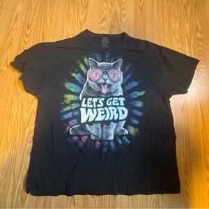 Unisex Funny Lets Get Weird Black Cat T-Shirt 2XL